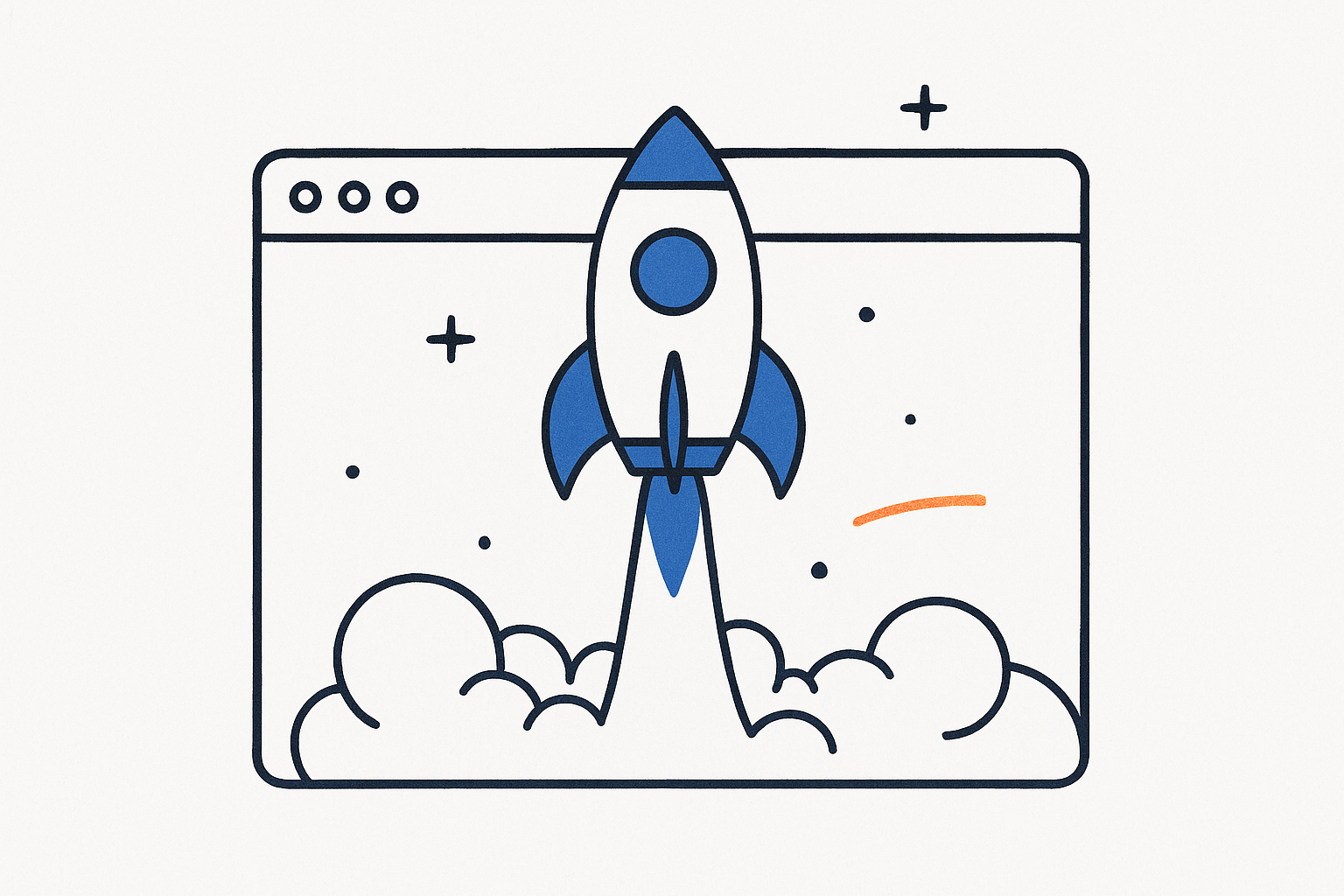 Illustration d'un site web en cours de lancement